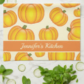 Orangefarbenes Cartoon Pumpkin-Muster und benutzer Geschirrtuch (Gefaltet)