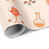 Orangefarbenes chemisches Dekormuster Geschenkpapier (Rolleneckpunkt)