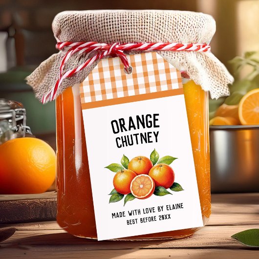 Orangefarbenes Chutney-Konservierungszeichen Geschenkanhänger