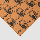 Orangefarbenes Cooles Muster Skull-Halloween-Party Seidenpapier (Ausschnitt)