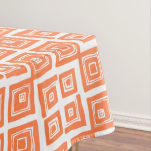 Orangefarbenes Coral Abstrakt Squares Muster Tischdecke