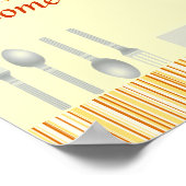 Orangefarbenes Cream Strip Küchenplakat Poster (Ecke)
