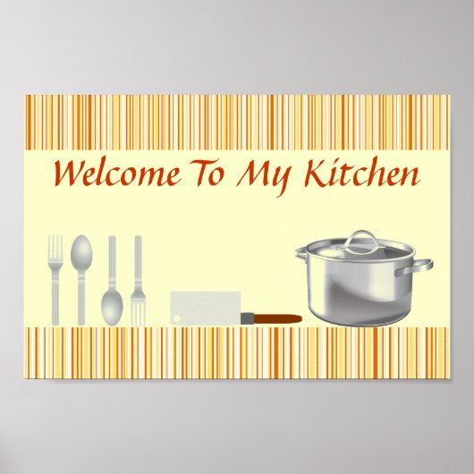 Orangefarbenes Cream Strip Küchenplakat Poster (Vorne)