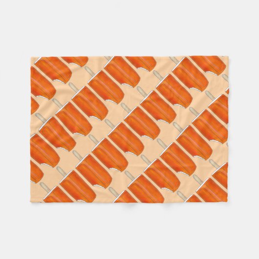 Orangefarbenes Creme-Ice Creme Popsifood Fleecedecke (Vorderseite (Horizontal))