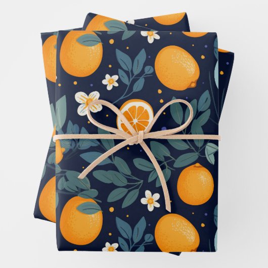Orangefarbenes Delight Muster Geschenkpapier Set (Beispiel)