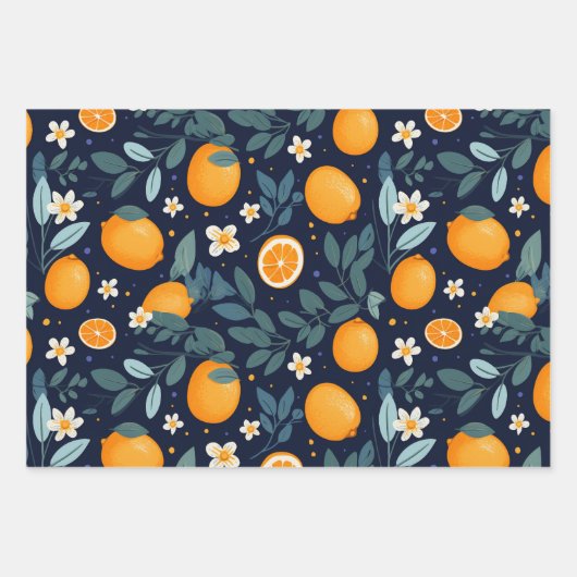 Orangefarbenes Delight Muster Geschenkpapier Set (Vorderseite)