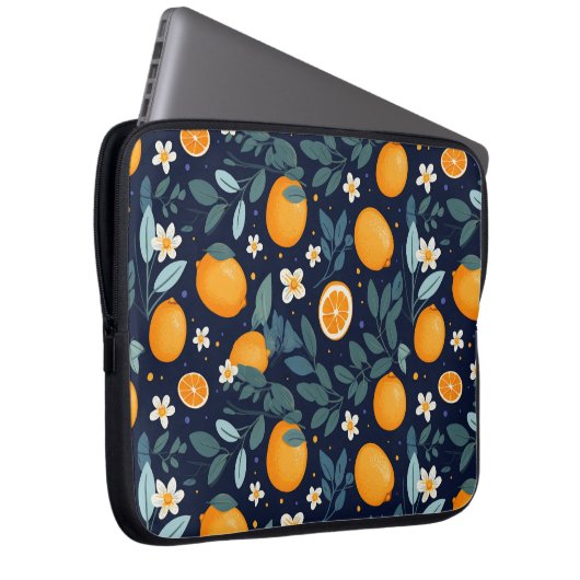 Orangefarbenes Delight Muster Laptopschutzhülle (Vorne Rechts)
