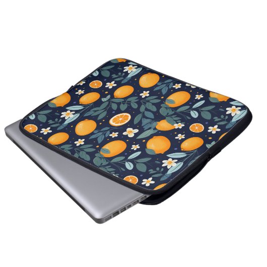 Orangefarbenes Delight Muster Laptopschutzhülle (Vorne Knopf)
