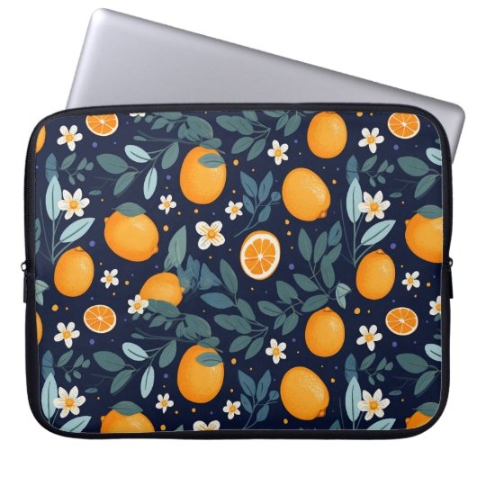 Orangefarbenes Delight Muster Laptopschutzhülle (Vorderseite)