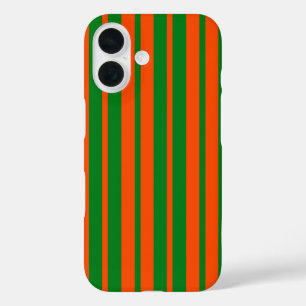 Orangefarbenes Design der Streifen iPhone 16 Hülle