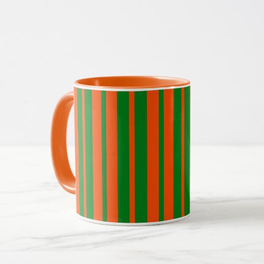 Orangefarbenes Design der Streifen Tasse (Vorderseite Links)