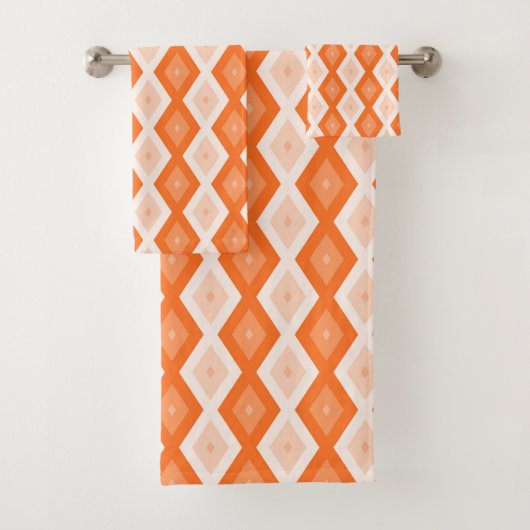 Orangefarbenes Diamantmuster Badhandtuch Set (Insitu)