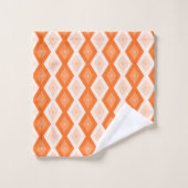 Orangefarbenes Diamantmuster Badhandtuch Set (Waschlappen)