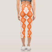 Orangefarbenes Diamantmuster Capri Leggings (Rückseite)