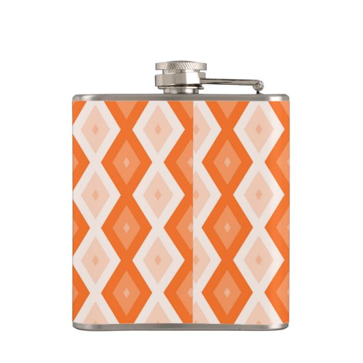 Orangefarbenes Diamantmuster Flachmann (Rückseite)