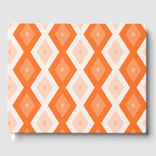 Orangefarbenes Diamantmuster Gästebuch (Vorderseite)