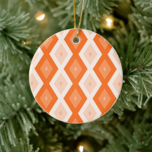 Orangefarbenes Diamantmuster Keramik Ornament