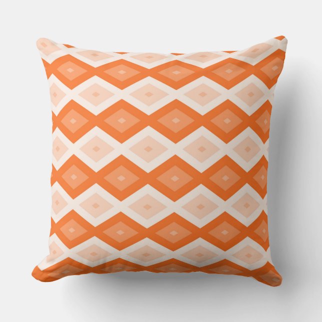 Orangefarbenes Diamantmuster Kissen (Vorderseite)