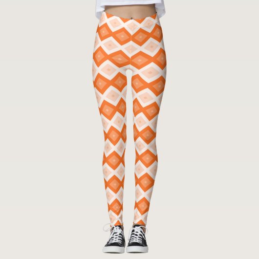 Orangefarbenes Diamantmuster Leggings (Vorderseite)