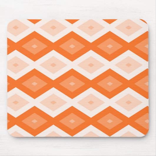 Orangefarbenes Diamantmuster Mousepad (Vorne)