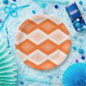 Orangefarbenes Diamantmuster Pappteller (Party)