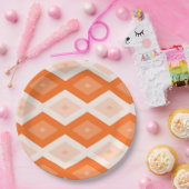Orangefarbenes Diamantmuster Pappteller (Party)