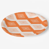 Orangefarbenes Diamantmuster Pappteller (Schrägansicht)