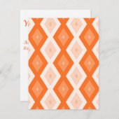 Orangefarbenes Diamantmuster RSVP Karte (Vorne/Hinten)
