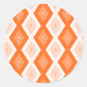 Orangefarbenes Diamantmuster Runder Aufkleber