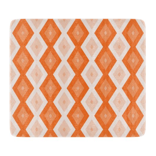 Orangefarbenes Diamantmuster Schneidebrett (Vorderseite)