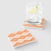 Orangefarbenes Diamantmuster Steinuntersetzer (Seitenansicht)