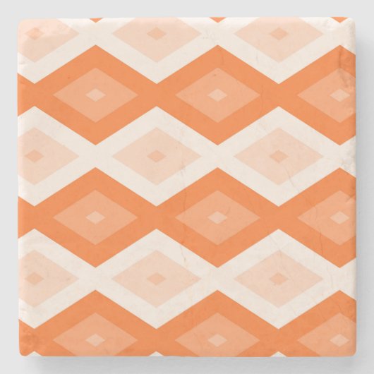Orangefarbenes Diamantmuster Steinuntersetzer (Vorderseite)