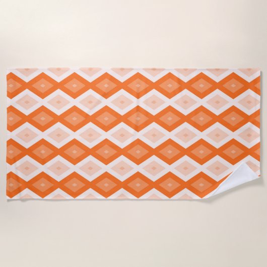 Orangefarbenes Diamantmuster Strandtuch (Vorderseite)