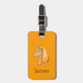 Orangefarbenes Einhorngepäck Gepäckanhänger (Vorderseite vertikal)