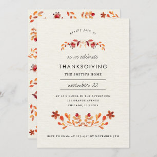 Orangefarbenes Erntedank Party Einladung