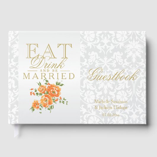 Orangefarbenes Essen, Trinken und Verheiratet sein Gästebuch (Vorderseite)