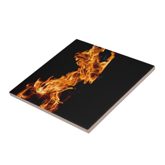 Orangefarbenes Flammenzeichen Fliese (Seite)