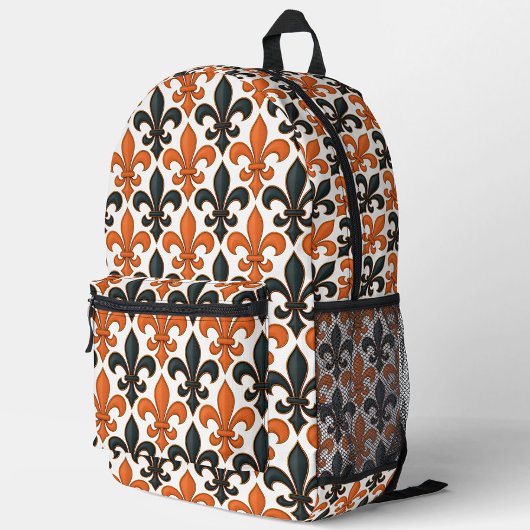 Orangefarbenes Fleur-de-lis-Muster Bedruckter Rucksack