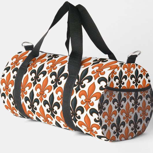 Orangefarbenes Fleur-de-lis-Muster Duffle Bag