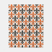 Orangefarbenes Fleur-de-lis-Muster Fleecedecke (Vorderseite)