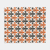 Orangefarbenes Fleur-de-lis-Muster Fleecedecke (Vorderseite (Horizontal))