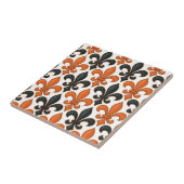 Orangefarbenes Fleur-de-lis-Muster Fliese (Seite)