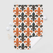 Orangefarbenes Fleur-de-lis-Muster Golfhandtuch (Insitu)