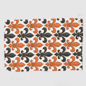 Orangefarbenes Fleur-de-lis-Muster Golfhandtuch (Horizontal)