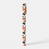 Orangefarbenes Fleur-de-lis-Muster iPhone 15 Hülle (Rechte Seite)