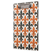 Orangefarbenes Fleur-de-lis-Muster Klemmbrett (Links)