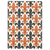 Orangefarbenes Fleur-de-lis-Muster Klemmbrett (Rückseite)