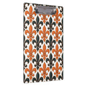 Orangefarbenes Fleur-de-lis-Muster Klemmbrett (Rechts)