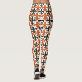Orangefarbenes Fleur-de-lis-Muster Leggings (Rückseite)