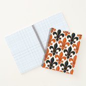 Orangefarbenes Fleur-de-lis-Muster Notizblock (Innenseite)